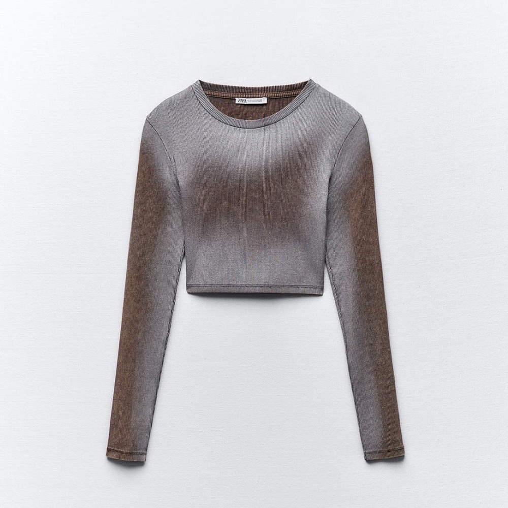 SPRAY PAINT EFFECT WASHED CROP T-SHIRT